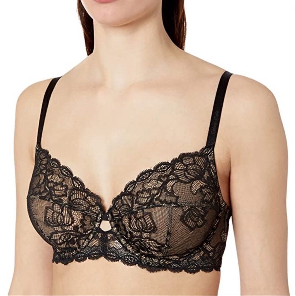 NWT Calvin Klein Seductive Comfort Unlined Full Coverage Bra In Black Size 34B